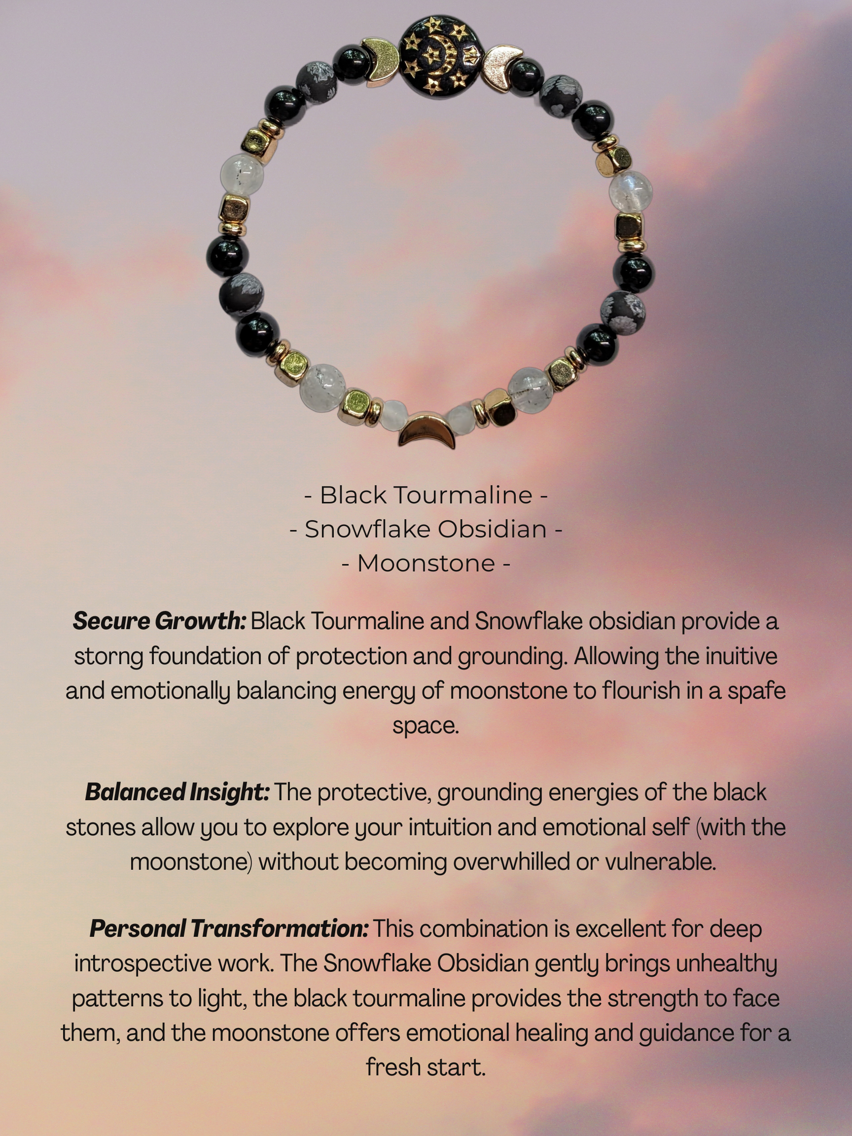 Black Tourmaline - Obsidian - Moonstone